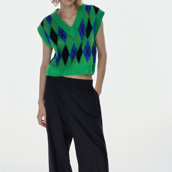 zara knit argyle vest - small - Picture 3 of 5